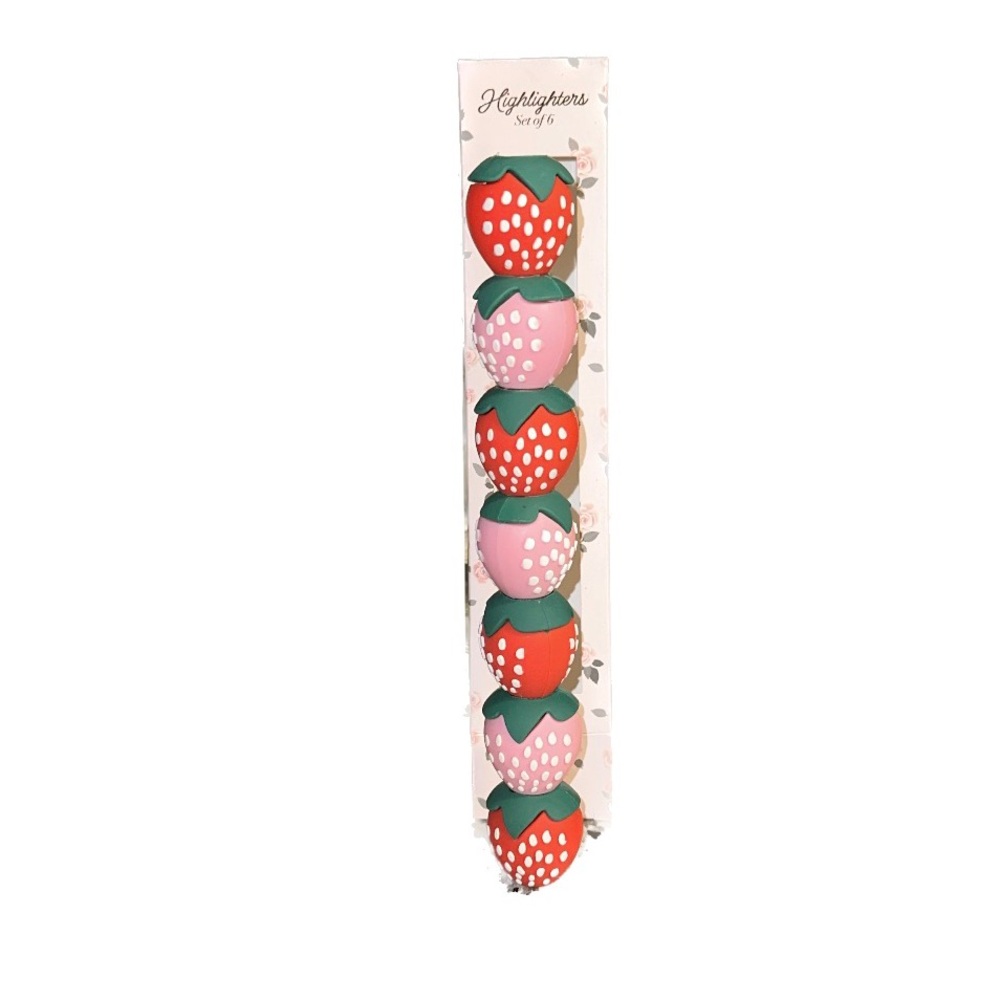 Strawberry Design Highlighters - 6 pack